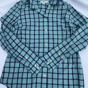 Vineyard Vines Womens Green/Blue Checkered Shirt